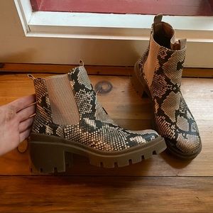 Snakeskin platform boots